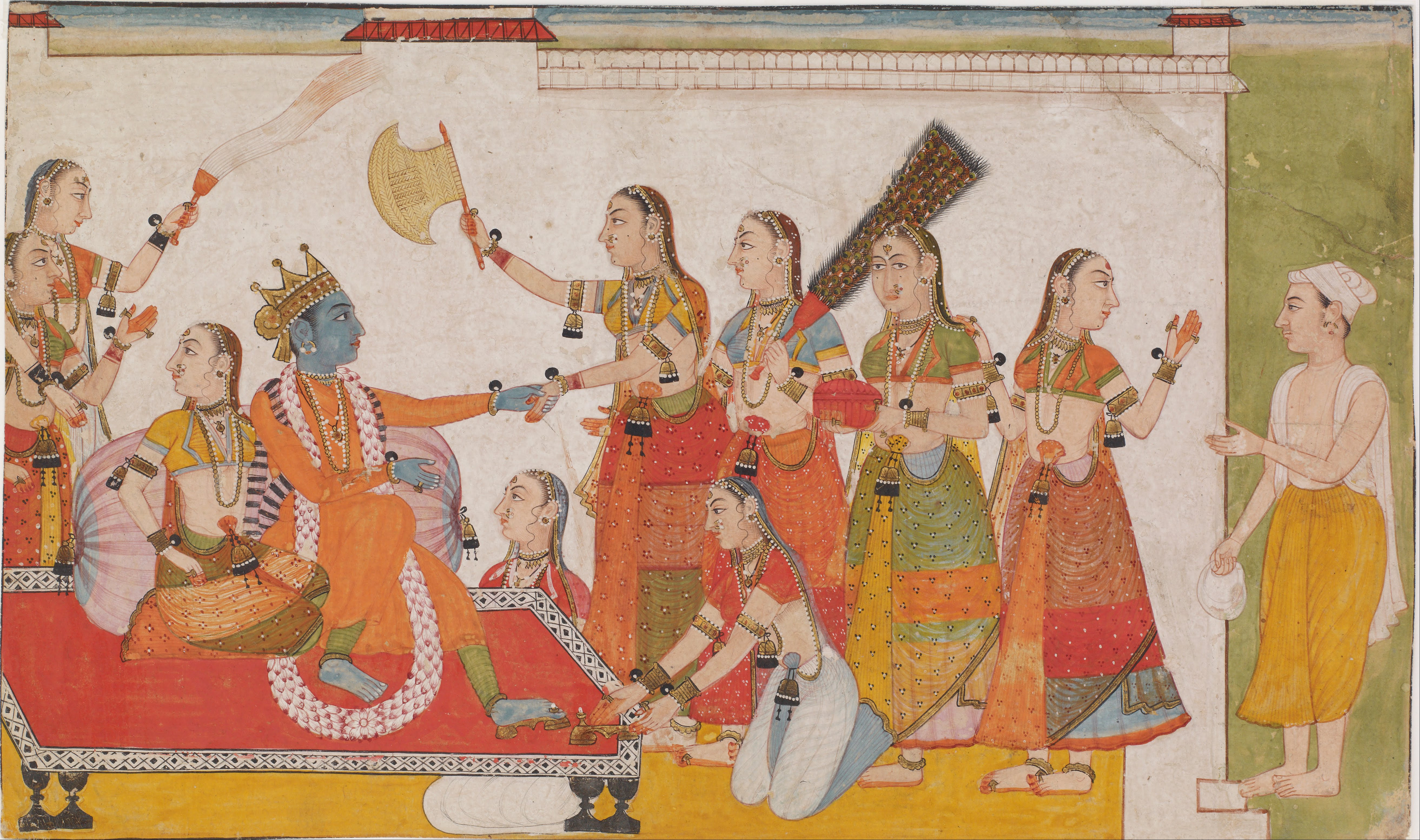 Krishna welcoming Sudama