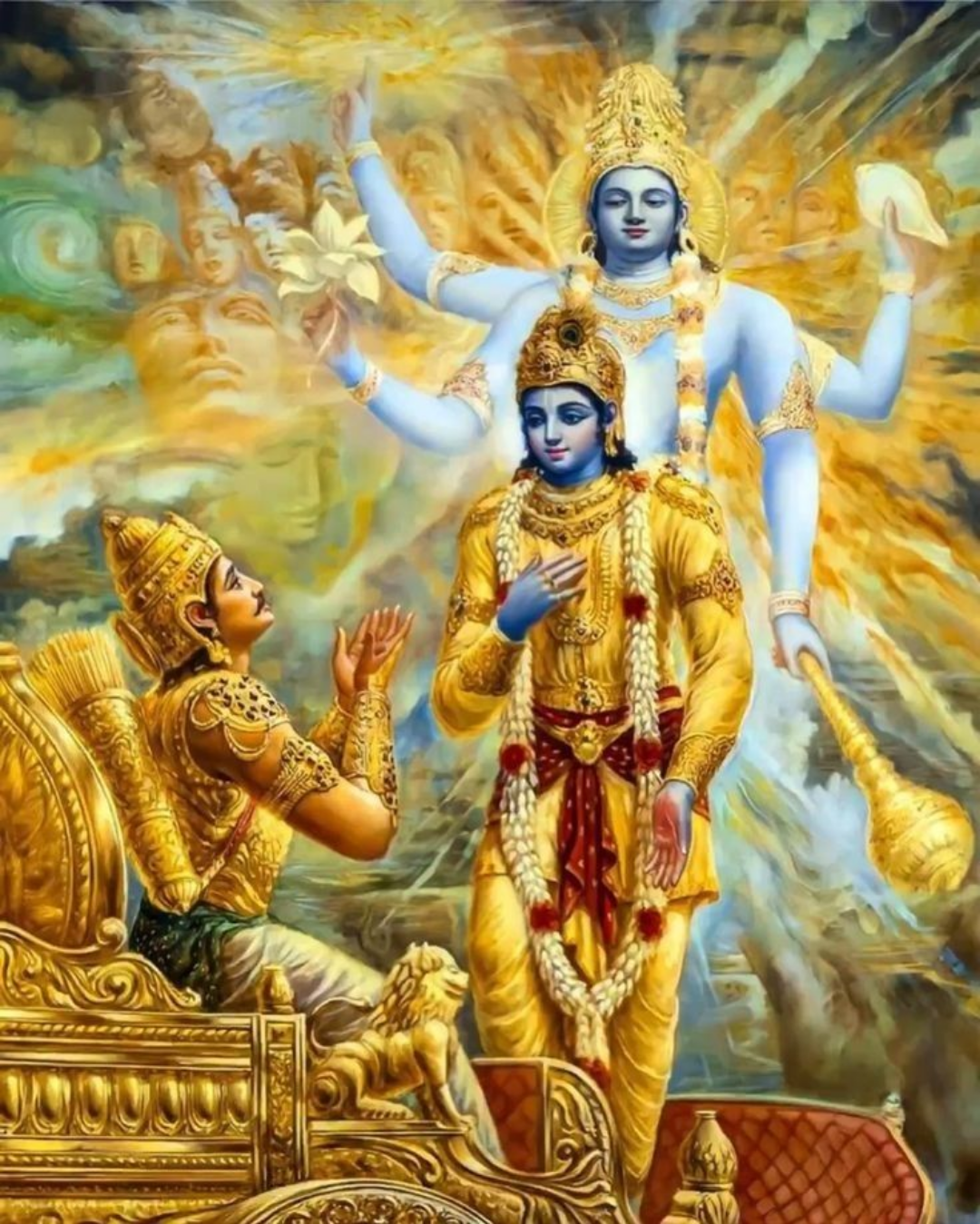 Krishna revealing the Vishvarupa to Arjuna